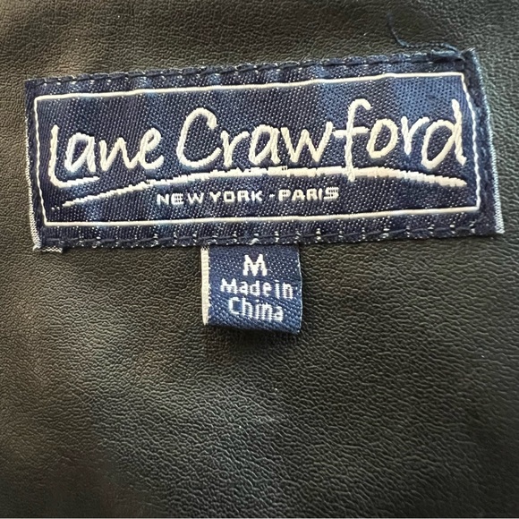 Lane Crawford NY Paris Black Vegan Leather Ruched Full Zip Cropped Jacket Size M - Picture 7 of 9